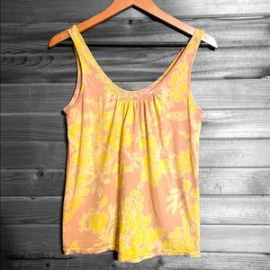 Old Navy Floral Yellow and Nude Tank Top